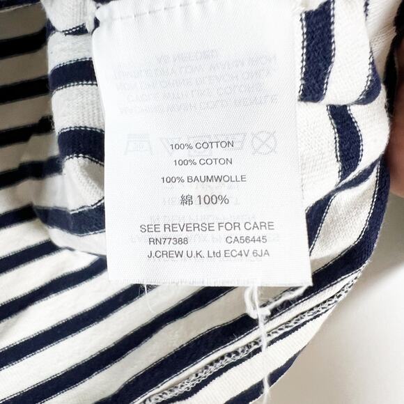 J. Crew navy blue & white striped mock turtleneck top 3/4 sleeve Size XXS - Picture 3 of 4